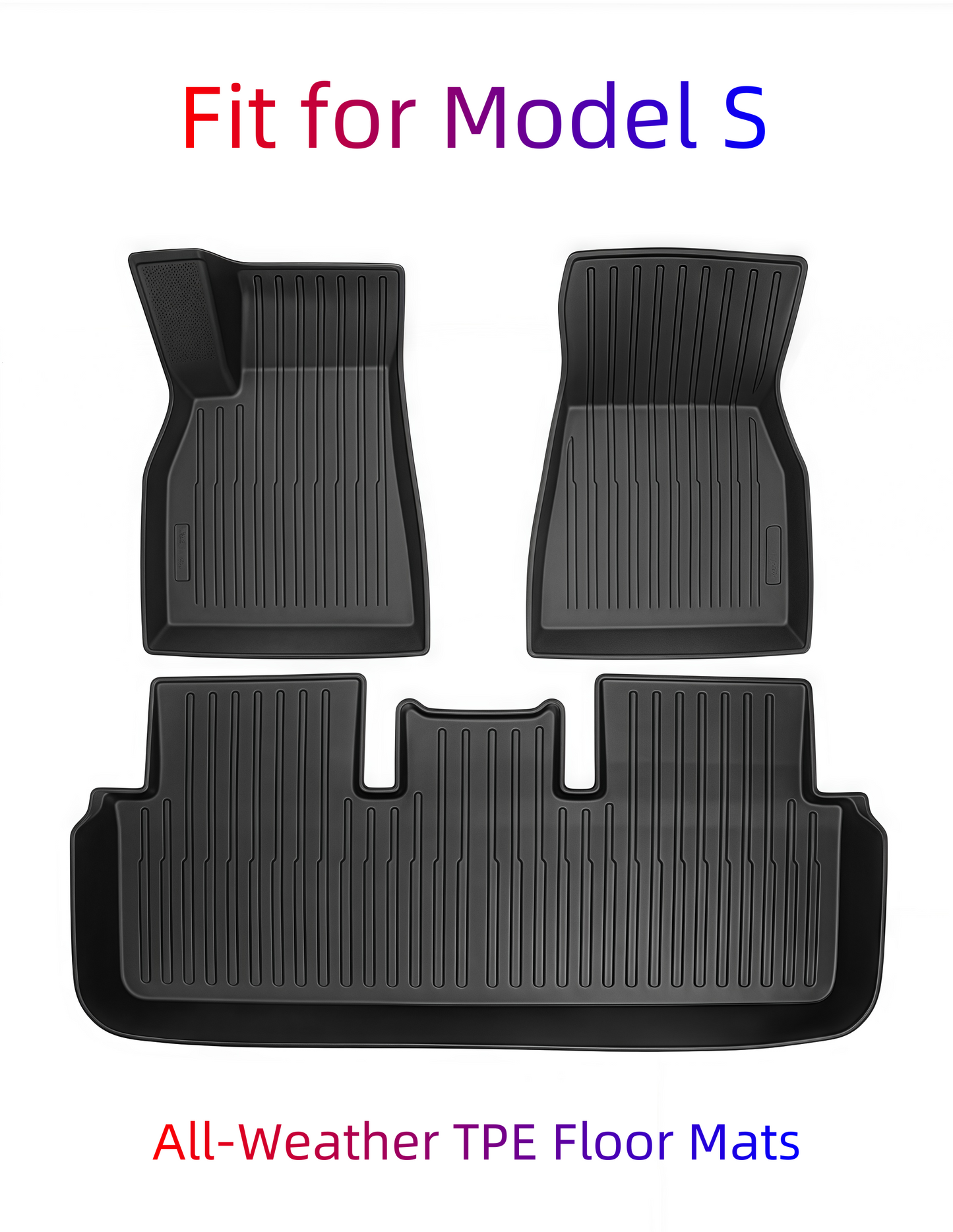 【MT-S-005】ModelS All-Weather TPE Floor Mats - Original Car Data Molded, Perfect Fit, Four-Season Use, Waterproof & Leak-Proof, Durable & Scratch-Resistant