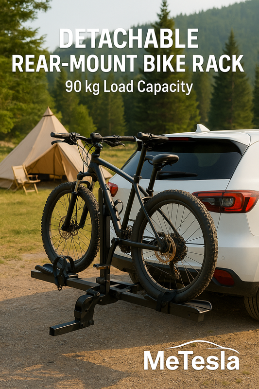Heavy-Duty Hitch-Mount Bike Rack – Foldable Dual Bicycle Carrier | Fit for Tesla Model Y / Model 3 and Other Vehicles