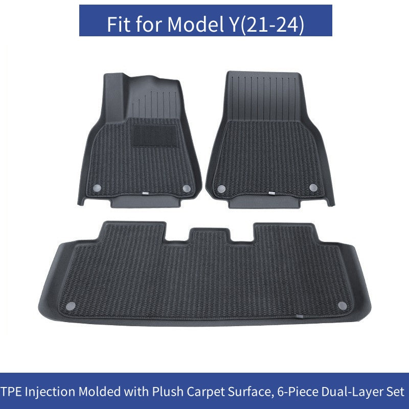 [MT-Y-012]Tesla Model Y Floor Mats (2021–2024) | Custom-Fit TPE All-Weather Mats, Odorless & Durable