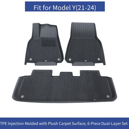 [MT-Y-012]Tesla Model Y Floor Mats (2021–2024) | Custom-Fit TPE All-Weather Mats, Odorless & Durable