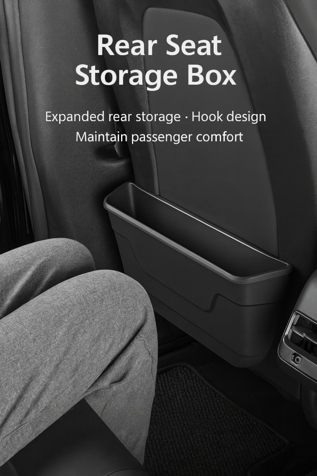 [MT-Y-010]Tesla Model Y Rear Seat Storage Box | Multi-Functional TPE Organizer with Hook Design