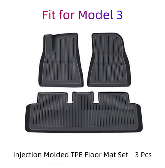 Model3 Car Floor Mats - TPE Injection Molded 3-Piece Set