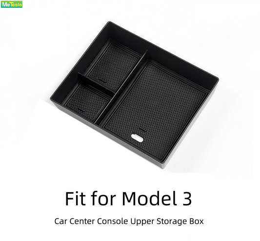 【MT-3-014】Model 3 Car Center Console Upper Storage Box - ABS Material with PVC Soft Pad