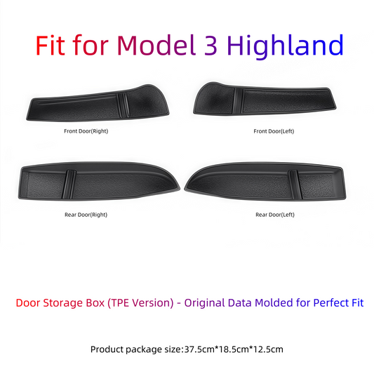 Model 3highland Car Door Storage Box (TPE Version) - Original Data Molded for Perfect Fit