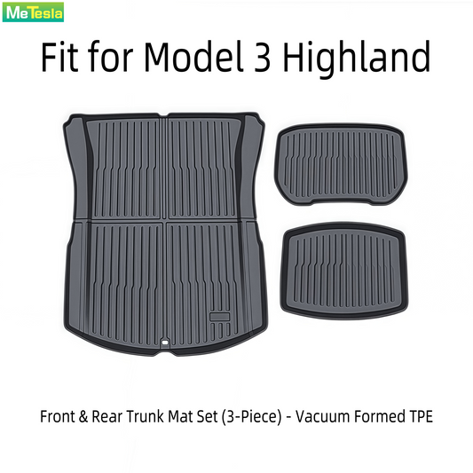 【MT-3-022】Model 3 Highland Front & Rear Trunk Mats - TPE Vacuum Formed 3-Piece Set