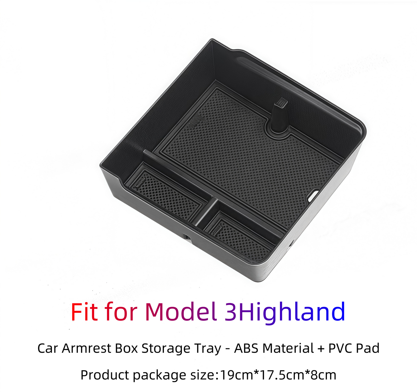 Model 3highland Car Armrest Box Storage Tray - ABS Material + PVC Pad, Custom Fit, Easy Installation