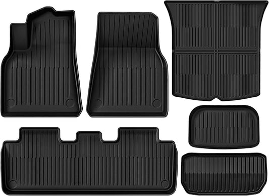 Floor Mats for Tesla Model Y&Model 3，Weather Durable TPE Automotive Interior Cargo Liners Trunk Mats Accessories for Model Y&Model 3