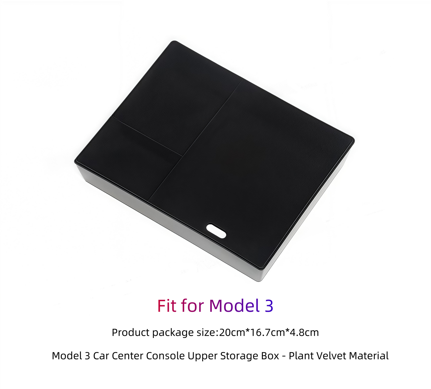 Model 3 Car Center Console Upper Storage Box - Plant Velvet Material