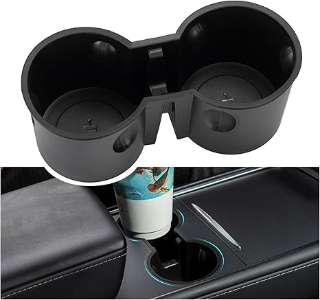 Cup Holder Insert for Tesla Model 3 &Model Y 2023, Upgraded Cup Holder Insert Compatible with Tesla Model 3 Model Y 2023 2022 2021, Leakproof Silicone Center Console Cup Holder, 1PCS (Black)