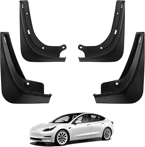 Mud Flaps Splash Guards Fenders No Drilling No Tape Mudflaps All Weather Protector Mudguards for Model 3 &Model Y,Model X Exterior Accessories (Set of 4)