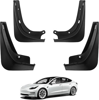 Mud Flaps Splash Guards Fenders No Drilling No Tape Mudflaps All Weather Protector Mudguards for Model 3 &Model Y,Model X Exterior Accessories (Set of 4)