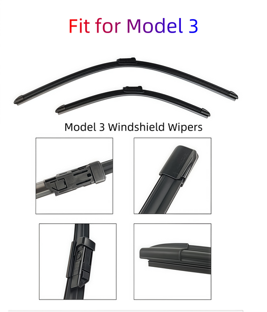 Model 3 Windshield Wipers - Standard OEM Size Pair for Optimal Clarity & Safety