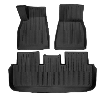 Floor Mats for 2022Tesla Model S Accessories All Weather Protector Mat Front & Rear 2 Row Seat Heavy Duty TPE Slush Liner Black