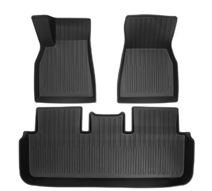 Floor Mats for 2022Tesla Model S Accessories All Weather Protector Mat Front & Rear 2 Row Seat Heavy Duty TPE Slush Liner Black