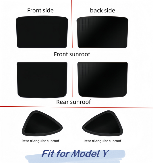 Tesla Model Y Detachable Car Sunshade （contain：front sunroof、rear sunroof、2pcs Rear triangular sunroof）