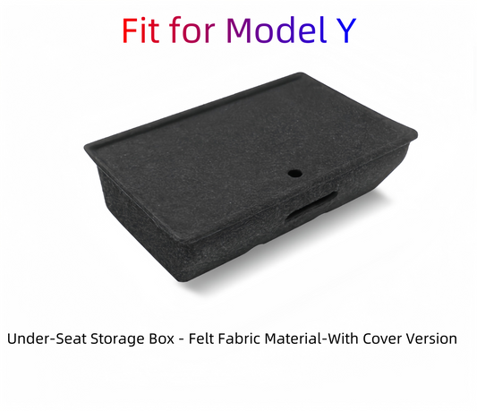 Model Y Under-Seat Storage Box with Lid (Felt Fabric Material) - Anti-Slip, Space-Saving, Quiet & Secure