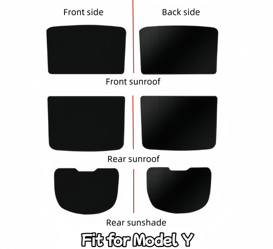 Tesla Model Y Detachable Car Sunshade （contain：front sunroof、rear sunroof、Rear windshield sunshade）