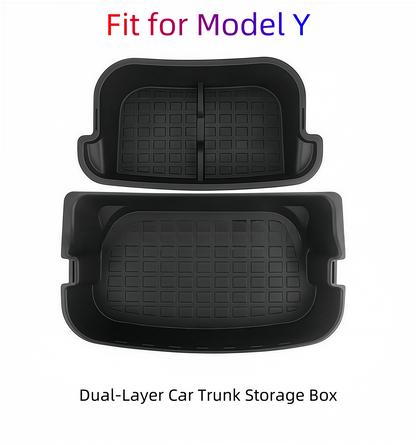 Model Y Custom Fit Dual-Layer Trunk Storage Box - Eco-Friendly ABS, Waterproof & Durable