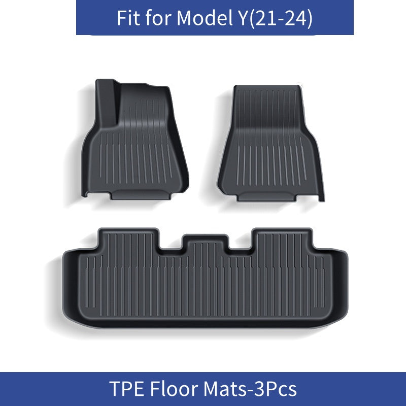 [MT-Y-012]Tesla Model Y Floor Mats (2021–2024) | Custom-Fit TPE All-Weather Mats, Odorless & Durable