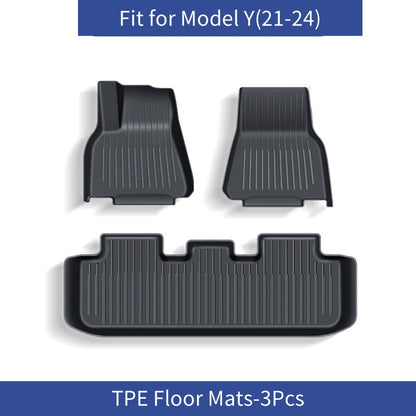 [MT-Y-012]Tesla Model Y Floor Mats (2021–2024) | Custom-Fit TPE All-Weather Mats, Odorless & Durable