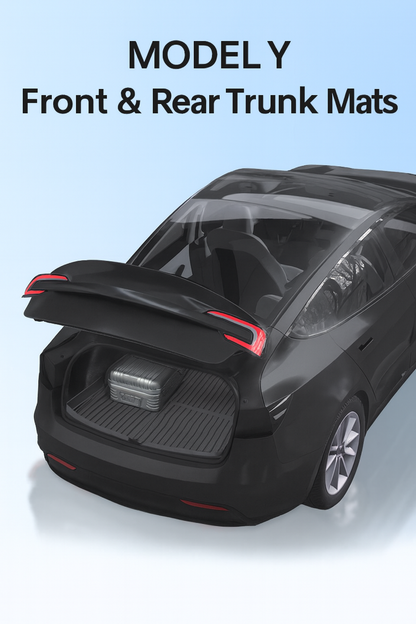 [MT-Y-013]Tesla Model Y Front & Rear Trunk Mats | Custom-Fit TPE, Waterproof, Anti-Slip & Durable