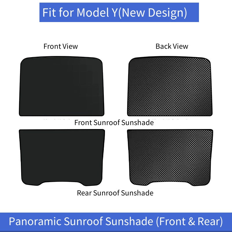 [MT-Y-020]Tesla Model Y(New Design） Panoramic Sunroof Sunshade (Front & Rear) | Heat-Resistant, Custom-Fit, Easy Install