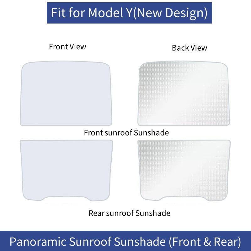 [MT-Y-020]Tesla Model Y(New Design） Panoramic Sunroof Sunshade (Front & Rear) | Heat-Resistant, Custom-Fit, Easy Install