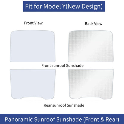 [MT-Y-020]Tesla Model Y(New Design） Panoramic Sunroof Sunshade (Front & Rear) | Heat-Resistant, Custom-Fit, Easy Install