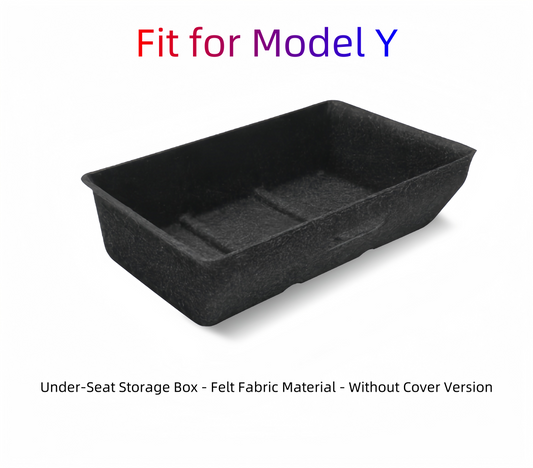 Model Y Under-Seat Storage Box (Felt Fabric Material) - Anti-Slip, Space-Saving, Quiet & Secure (No Lid)