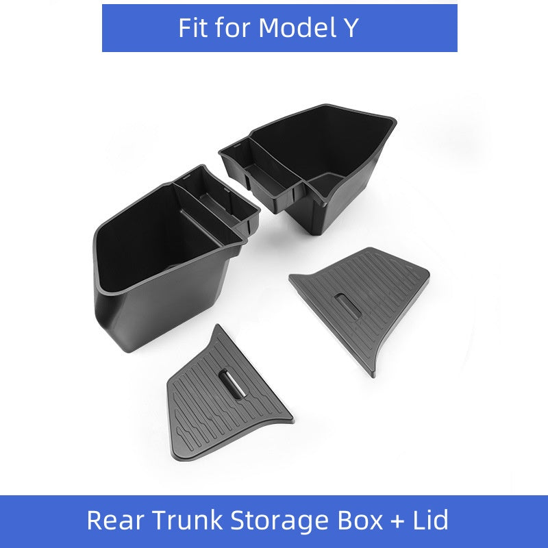 [MT-Y-022]Tesla Model Y(New Design） Rear Trunk Storage Box with Lid | Custom-Fit TPE, Waterproof & Durable