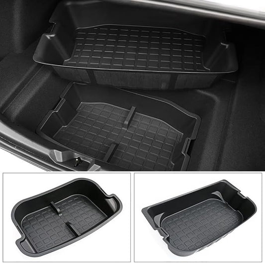 For Tesla Model Y 2-Layers Trunk Organizer, Model Y Trunk Hatch Insert Cargo Storage Box, Tesla Y Trunk Storage Bins Accessories