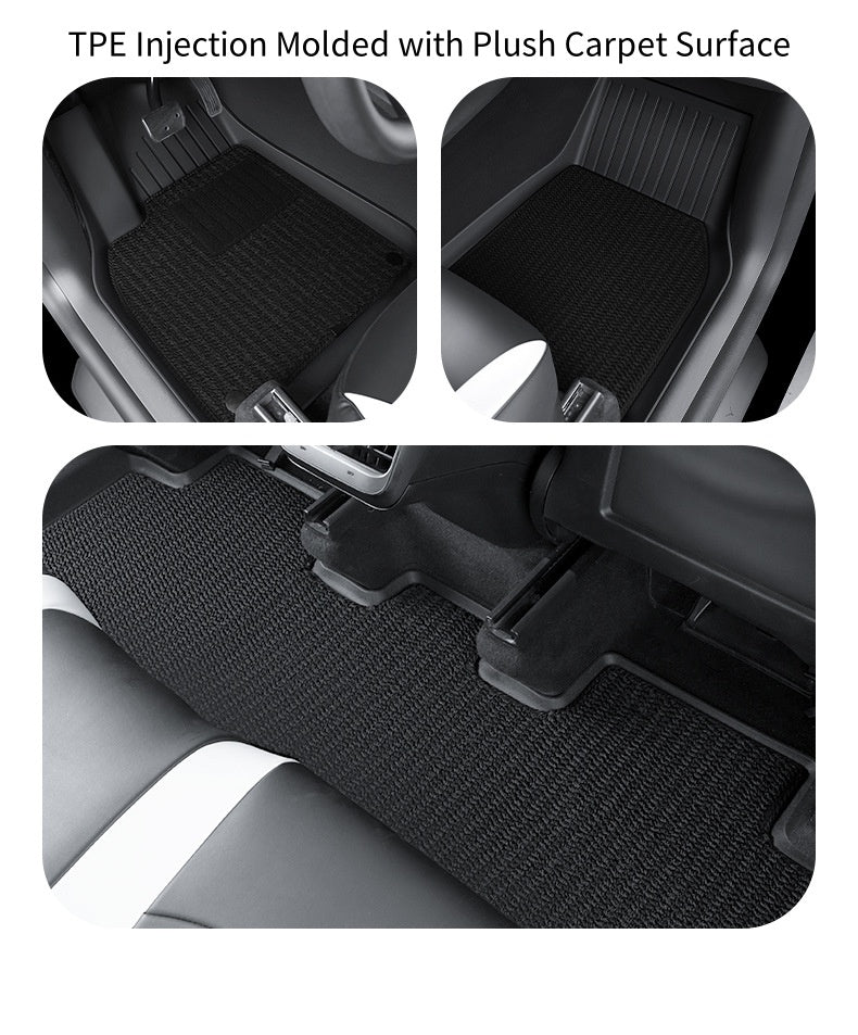 [MT-Y-012]Tesla Model Y Floor Mats (2021–2024) | Custom-Fit TPE All-Weather Mats, Odorless & Durable