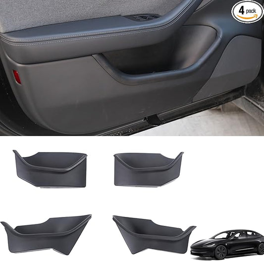 Door Side Storage Box for  Tesla Model 3 Highland Accessories 2024 2025, Upgraded TPE Model 3 Highland Car Door Side Organizer Tray Front & Rear Door Slot Pockets Protector (4PCS)