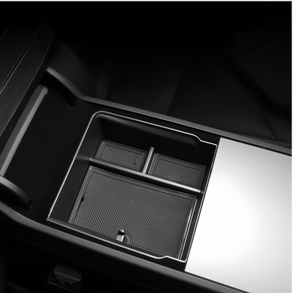 Model 3highland Car Armrest Box Storage Box - Plant Velvet Material, Custom Fit with ABS Base,。